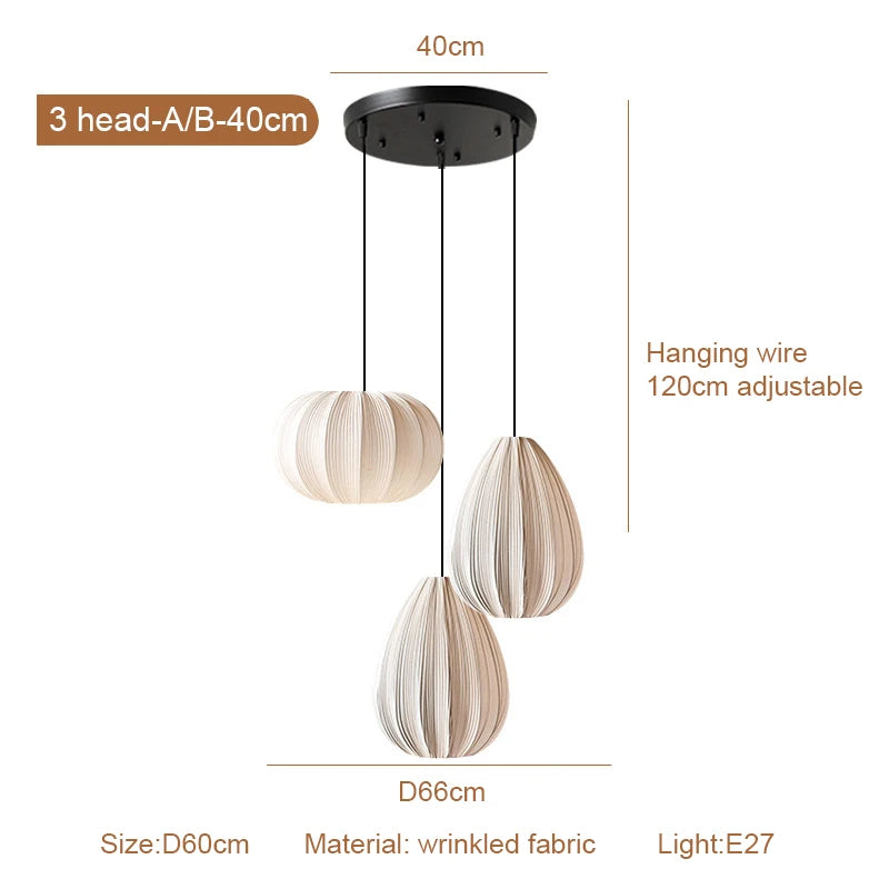 Japanese style fabric chandelier with three light effect setting