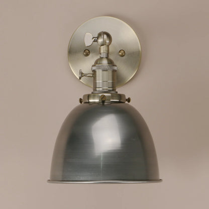 Matte Black Metal Dome Wall Sconce