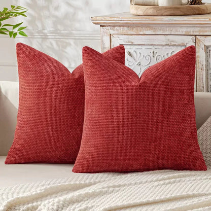 Cross-Stitch Chenille Pillow Cover — styling detail