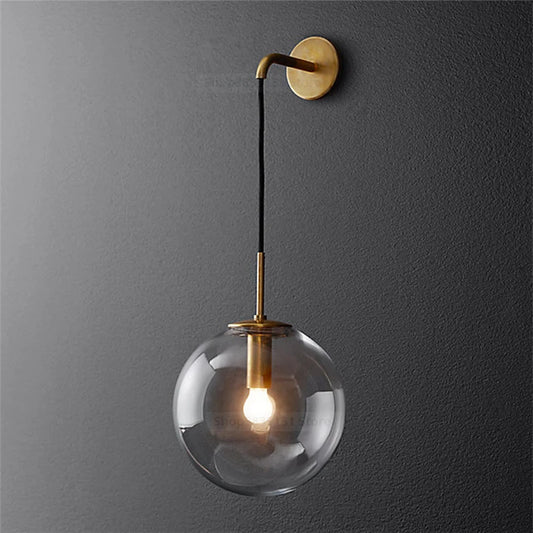 glass wall sconce, front view on white background