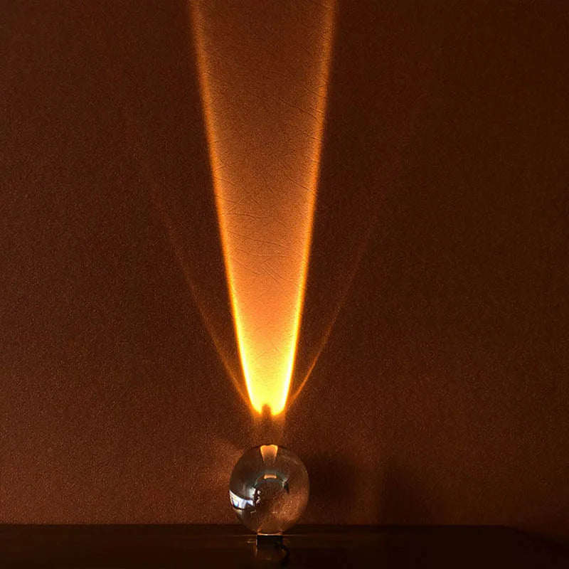 Sky eye crystal table lamp on nightstand showing soft ambient glow