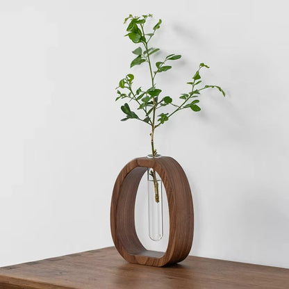 Solid wood flower insert mini hydroponic water vase display