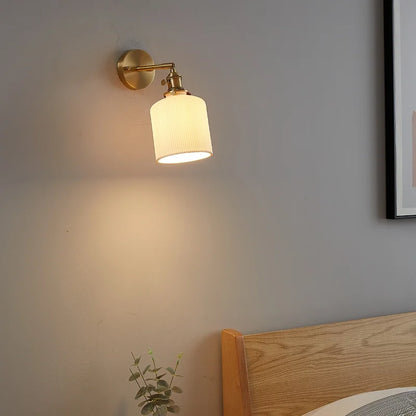 wall sconce, close-up of shade and hardware detail