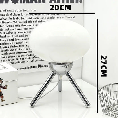 Nordic retro glass mushroom table lamp switched on ambient warm glow