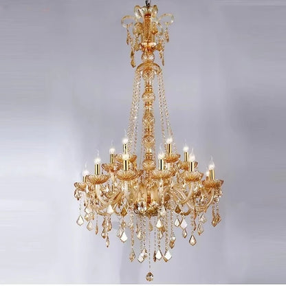 Cognac silver crystal chandelier for a stair landing or a lobby