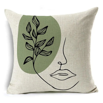 Green Floral Print Pillow Cover