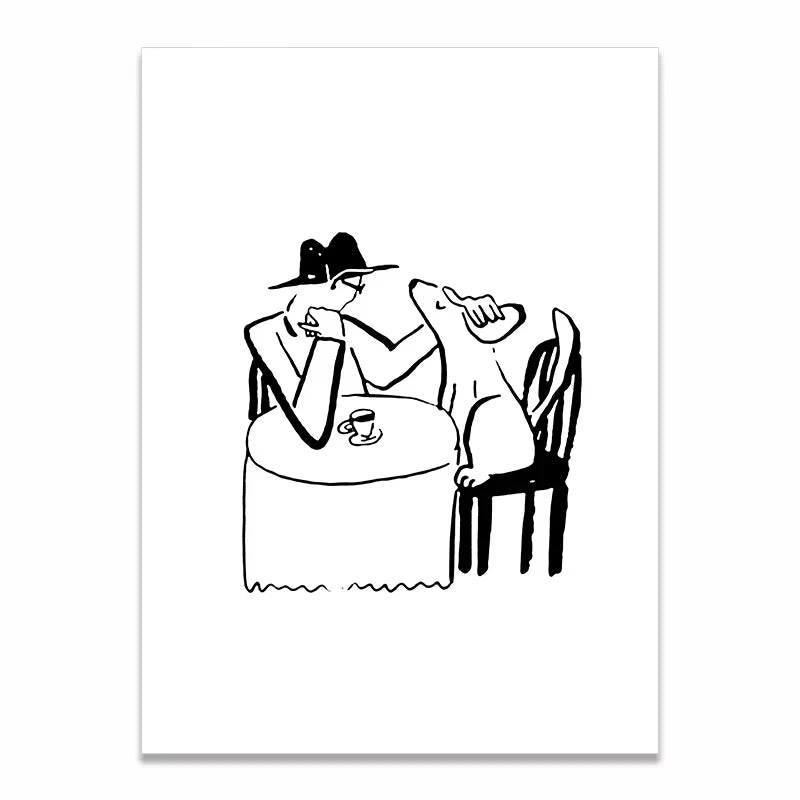 Korean Minimalist Anime Couple Canvas Wall Art