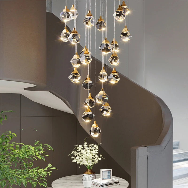 Thirty head crystal chandelier, 23.6 in across, 106.3 in drop