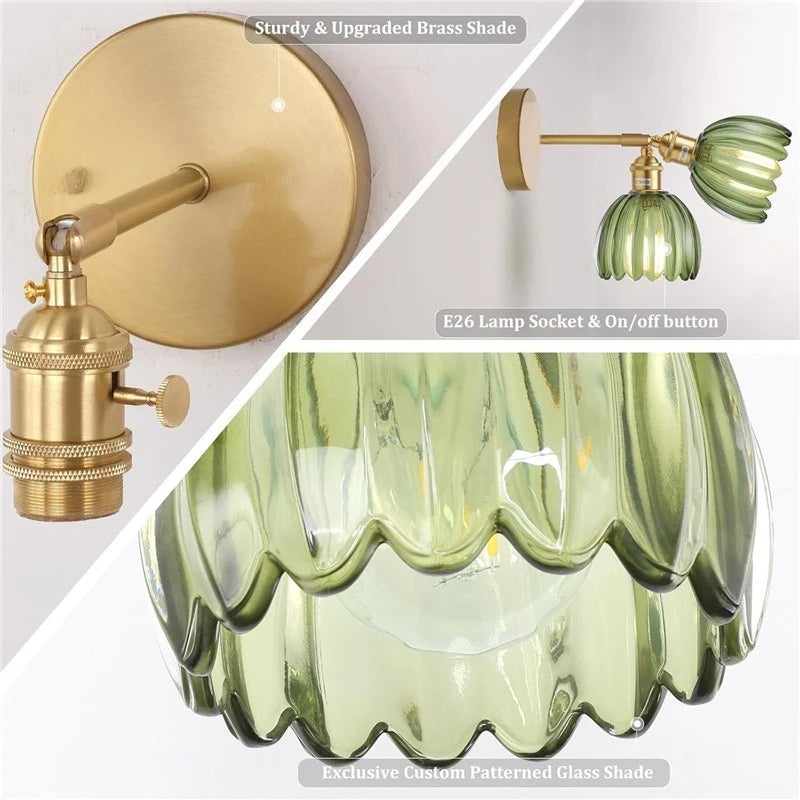 Nordic Green Tulip Glass Wall Sconce