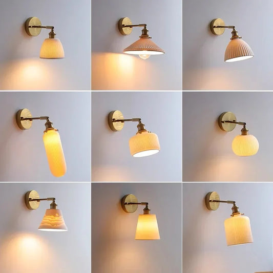 ceramic wall sconce, front view on white background