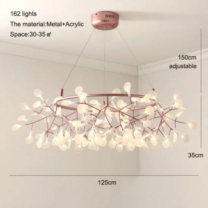Linear branch chandelier 39.4 in long with warm light and metal arms