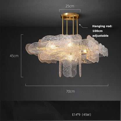 Dimmable water ripple glass chandelier with included E14 LED bulbs