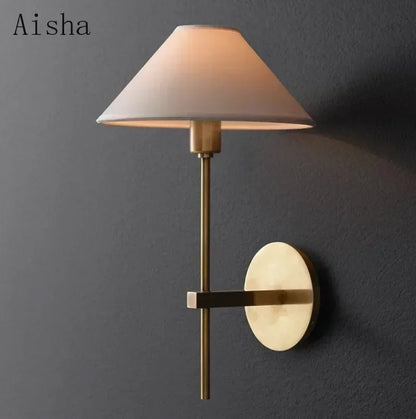 fabric shade wall sconce, side profile showing mounting depth