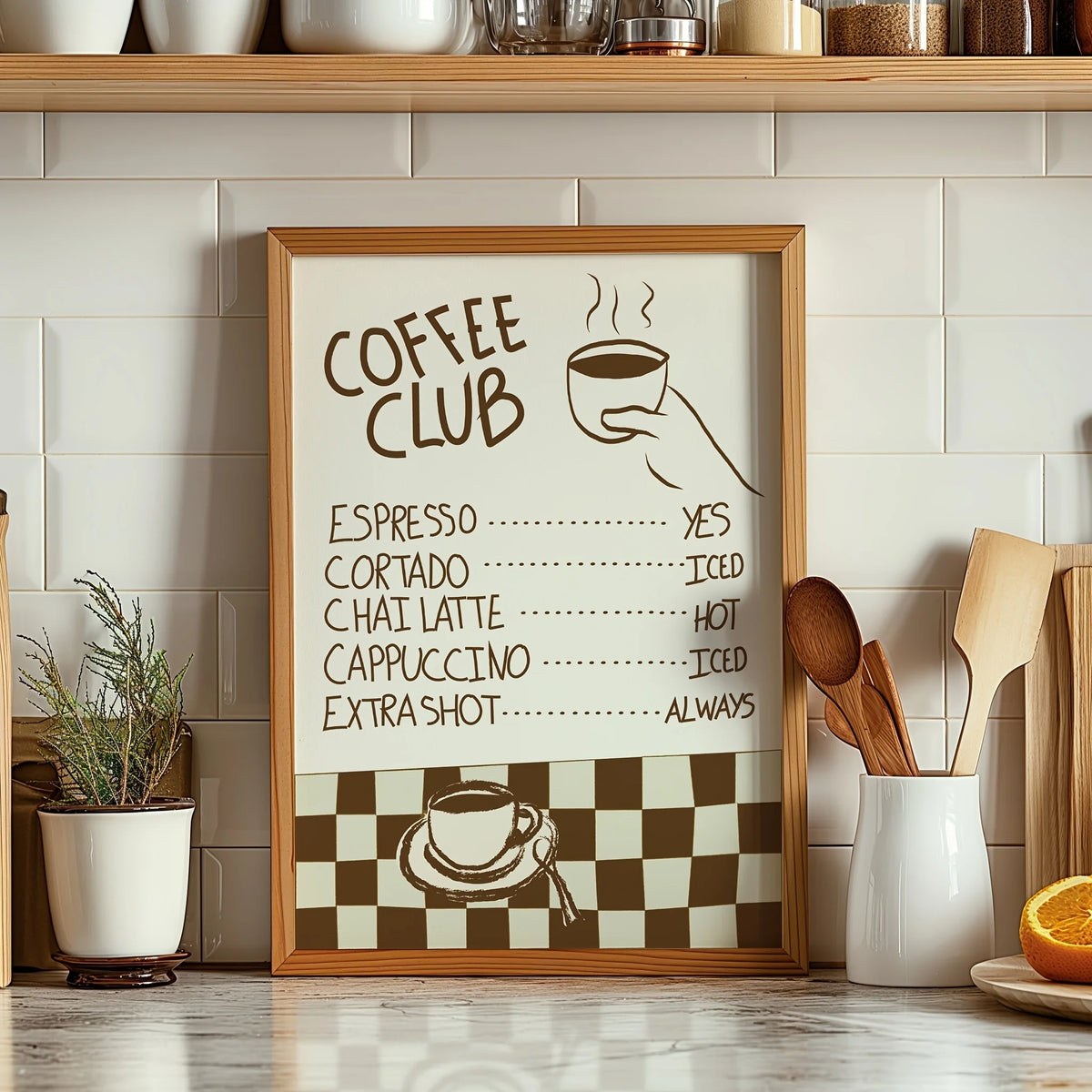 Coffee Lover Cartoon Animal Canvas Wall Art