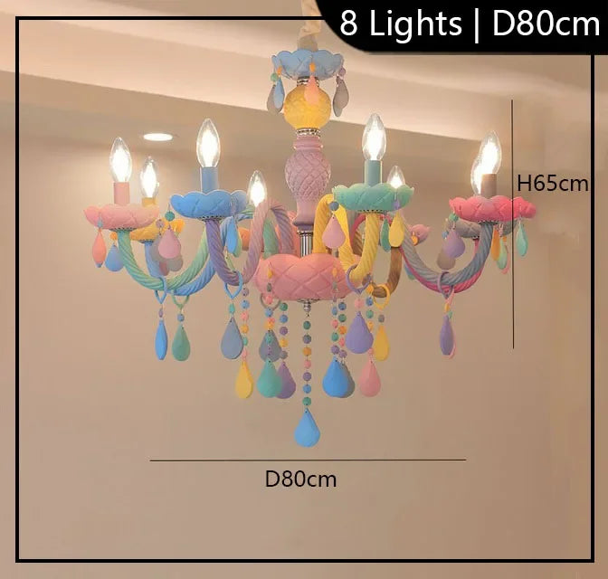 Art deco macaron glass chandelier with included E14 LED bulbs