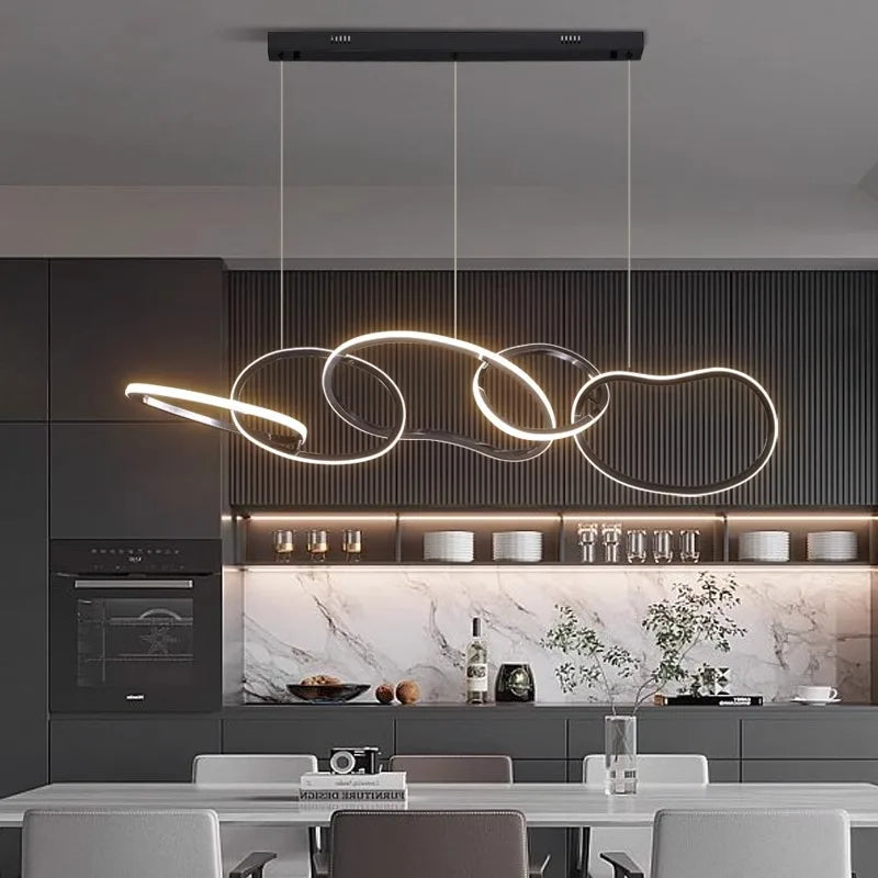 Rose gold ring chandelier with adjustable drop height up to 150 centimetres