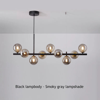 Linear glass bean chandelier at 25.6 in long with touch on off switch