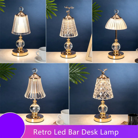 Crystal diamond rechargeable table lamp Type A USB bar warm glow