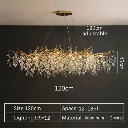 Crystal chandelier set to three colour changeable light output