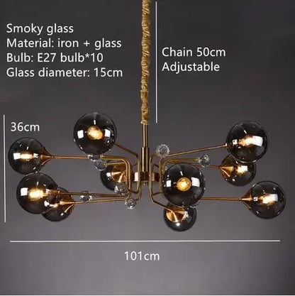 Glass bubble chandelier shades offered in clear, gray and amber glass finishes