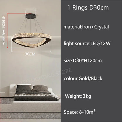 Single ring crystal chandelier, 11.8 in across, for a corridor