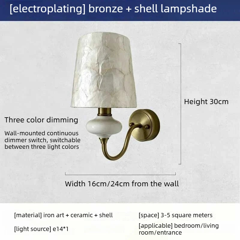 French Ceramic Shell Wall Sconce
