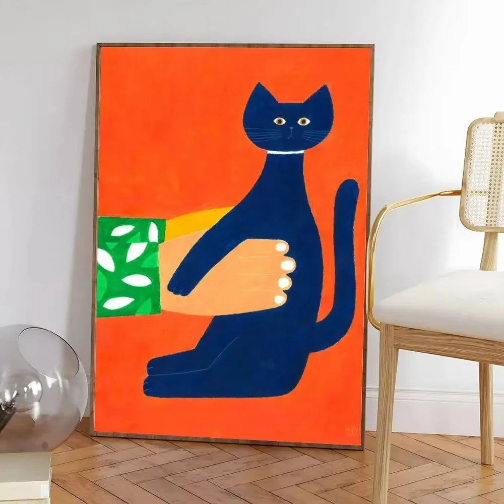 Colorful Cat Interior Canvas Wall Art