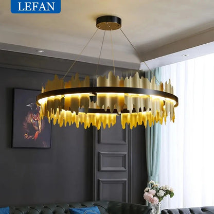 Black forged copper chandelier at 39.4 in diameter with remote dimming
