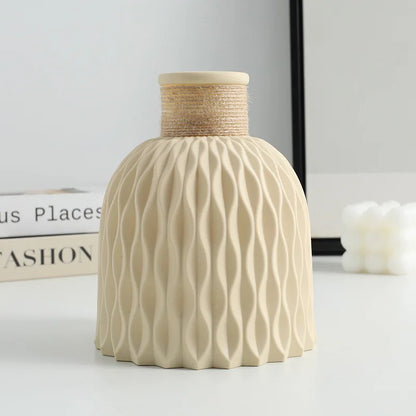 Water wave texture Nordic plastic vase in bohemian home shelf arrangement