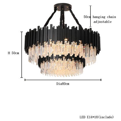 Crystal chandelier at 39.4 in diameter with white light output