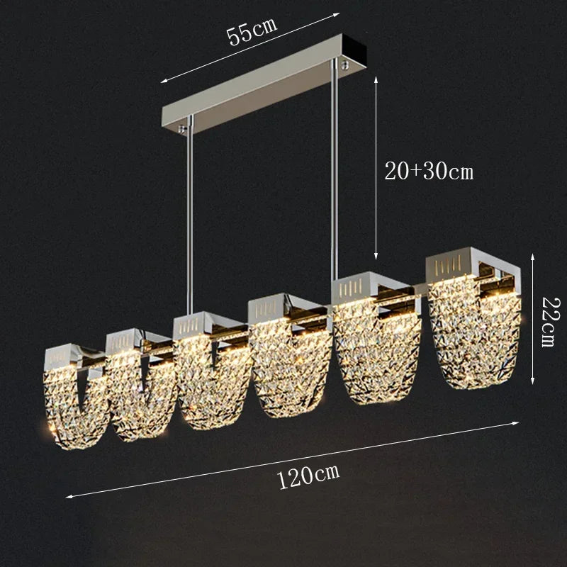Profile B linear crystal chandelier at 47.2 in (120 cm) long