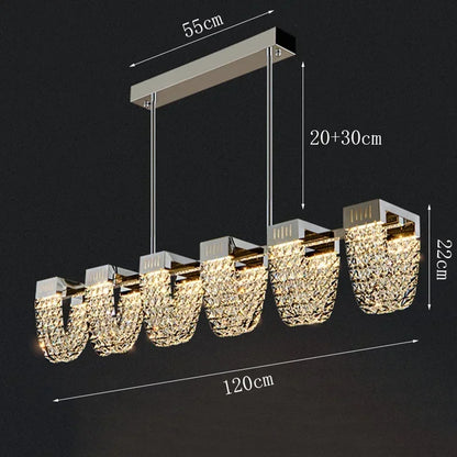 Profile B linear crystal chandelier at 47.2 in (120 cm) long