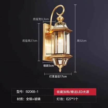 European Copper LED Outdoor Wall Sconce