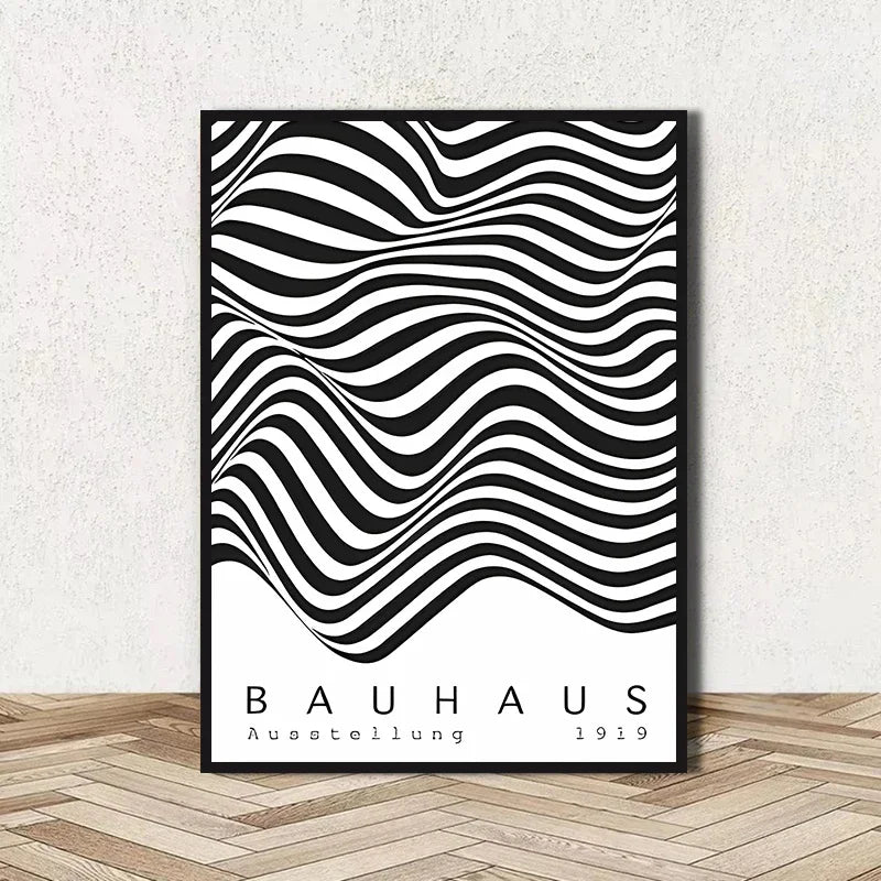 Abstract Bauhaus Geometric Line Art Canvas Wall Art