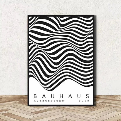 Abstract Bauhaus Geometric Line Art Canvas Wall Art