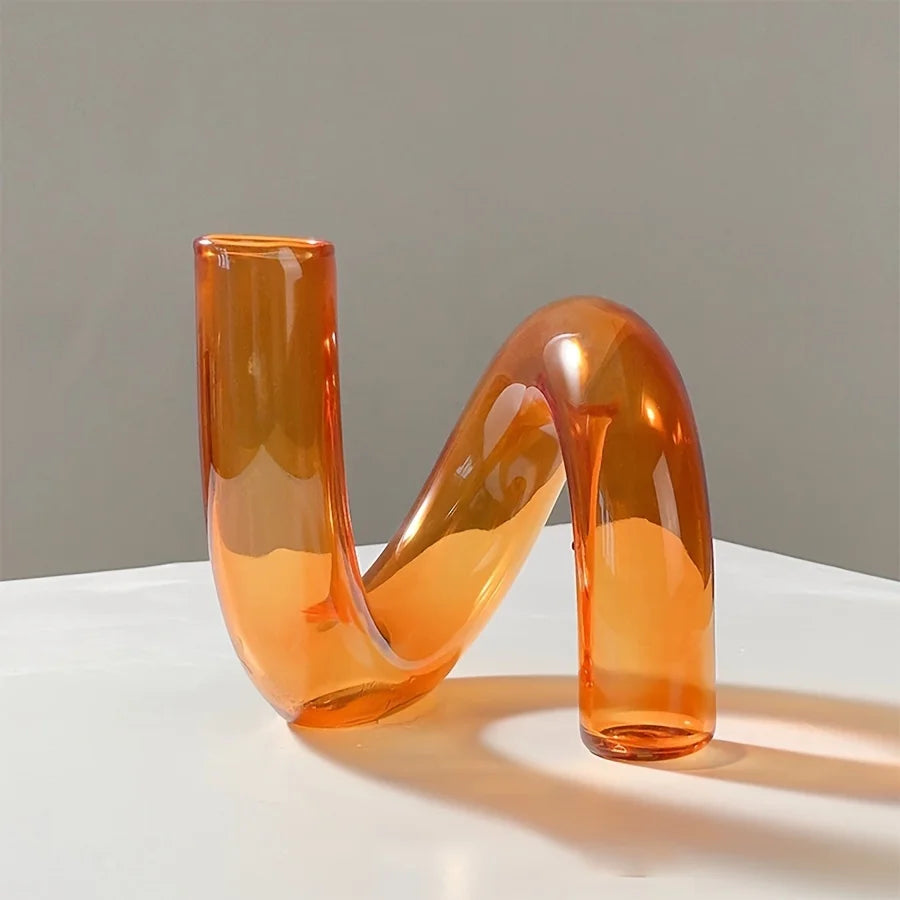 Irregular shaped glass vase Nordic dining room centrepiece
