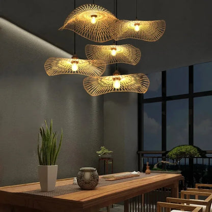 Bamboo Rattan Boho Pendant Light