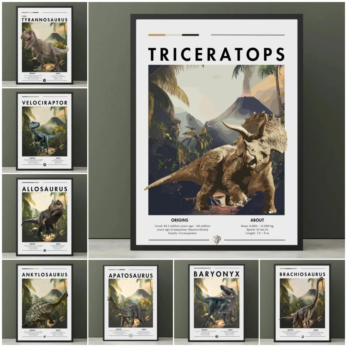 Dinosaur Spinosaurus Prehistoric Canvas Wall Art Poster