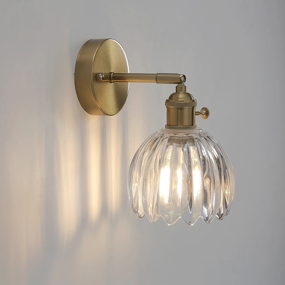 green glass wall sconce, front view on white background