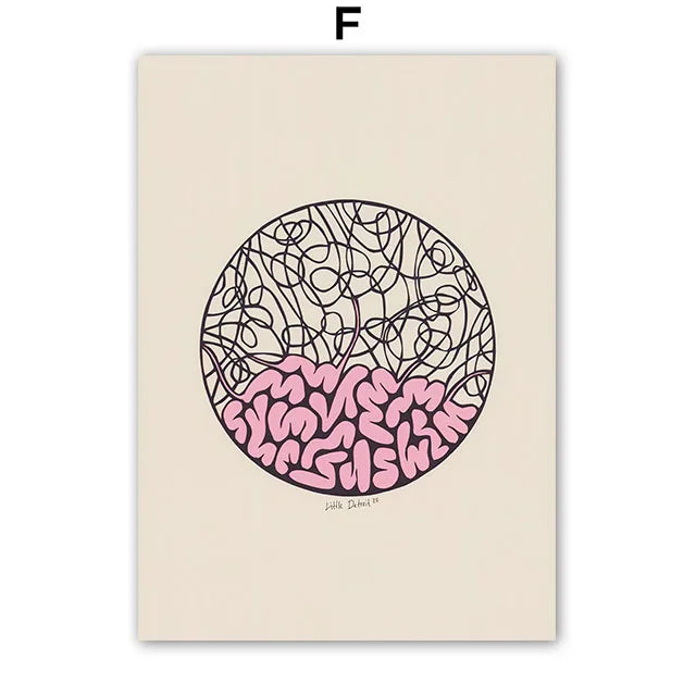 Abstract Floral Line Art Portrait Canvas Wall Art