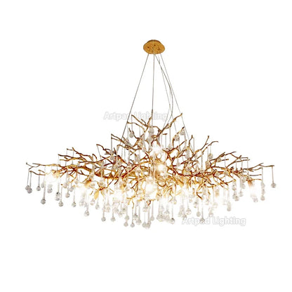 Branch crystal chandelier, 47.2 inches wide, on semi-flush mounting