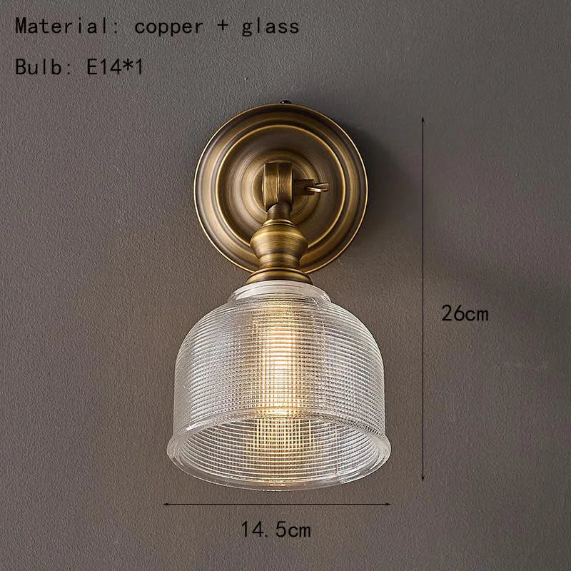 Antique Copper Clear Glass Wall Sconce