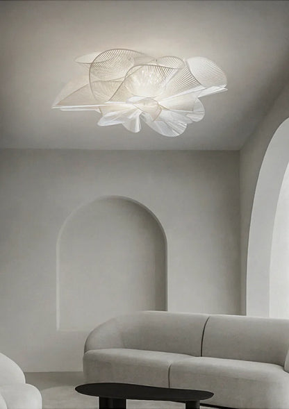 Black PVC petal chandelier on a polished steel fitting, 90 to 260V