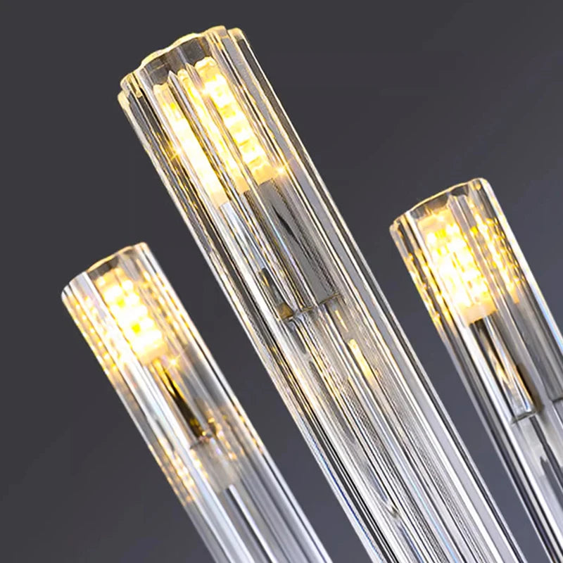 Dimmable crystal ring chandelier with remote adjustable 2800 to 6000K light