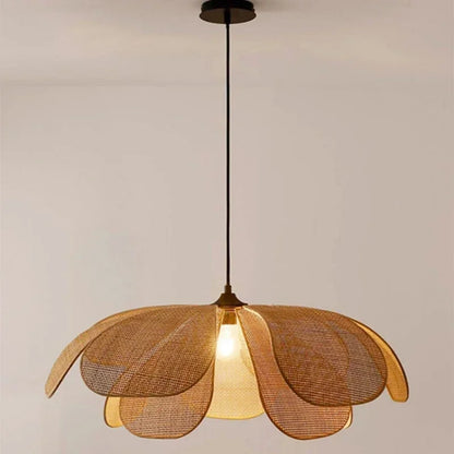 Woven Rattan Petal Chandelier
