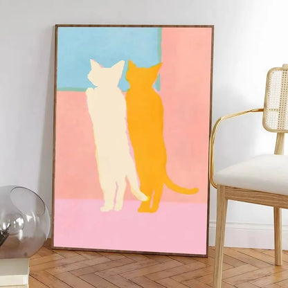 Colorful Cat Interior Canvas Wall Art