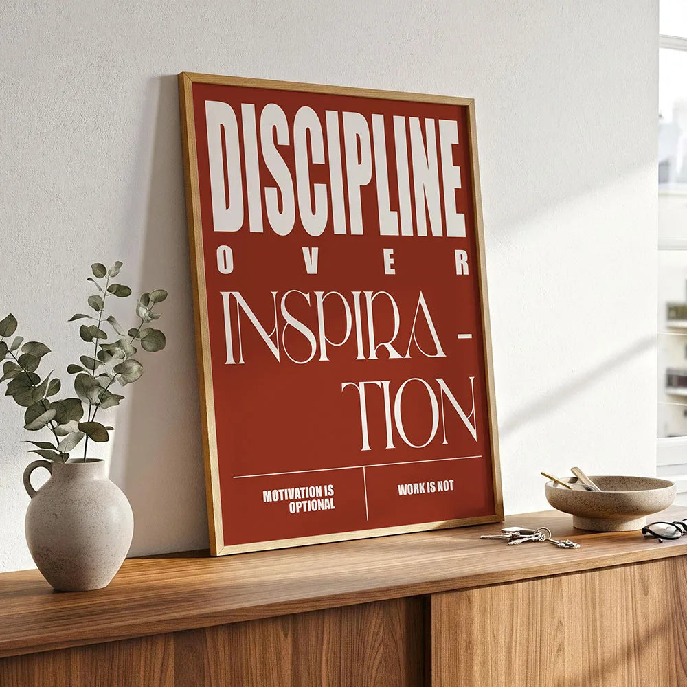 Minimalist Motivational Discipline Quote Canvas Wall Art