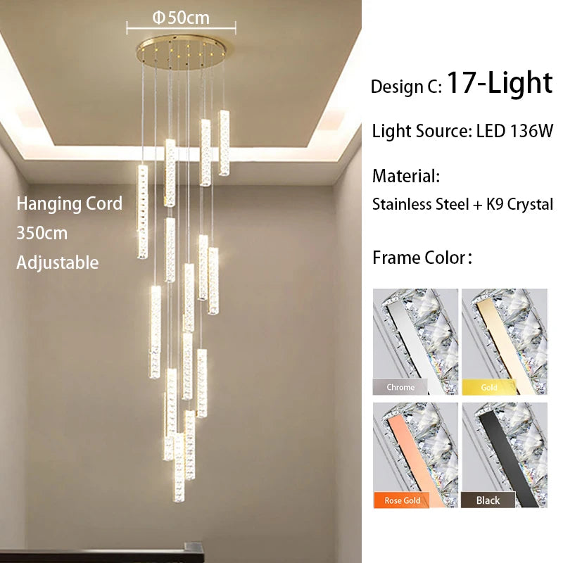 Forty six light luxury crystal chandelier in a gold plated finish