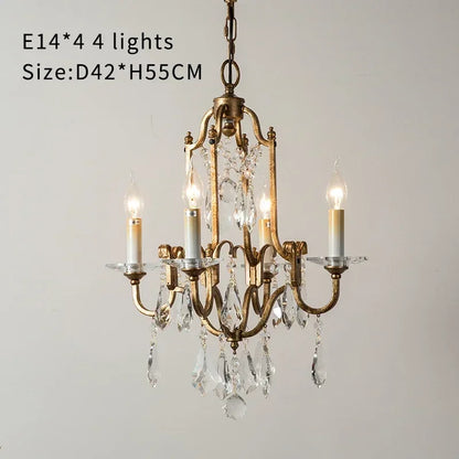 Antique gold crystal chandelier with a push button switch control