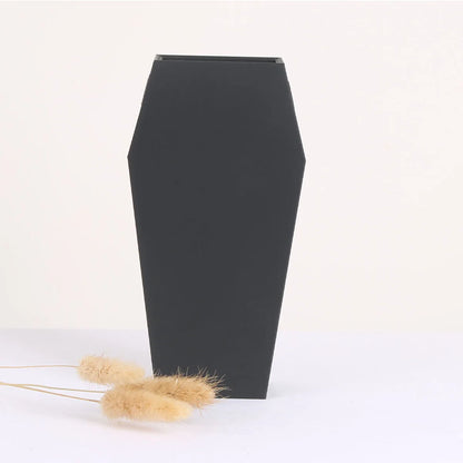 3D printed black coffin minimalist dried flower vase art décor
